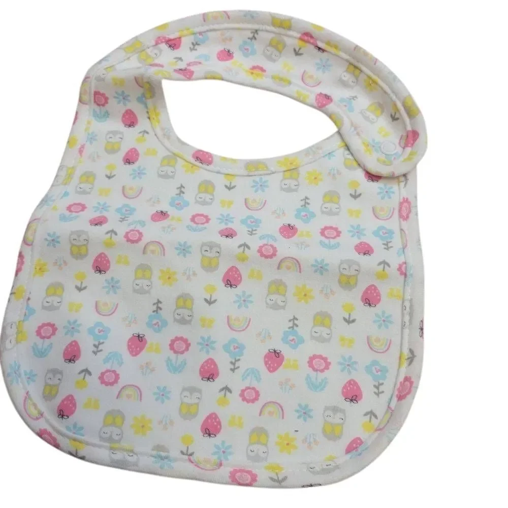 2 New bibs Owl Rainbow Heart Valentines
